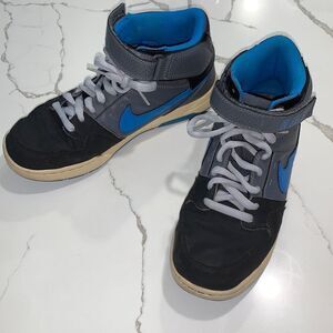 Nike Vintage Mogan Blue Black Leather Youth Mid Skate Shoes Sneakers Size 6.5Y